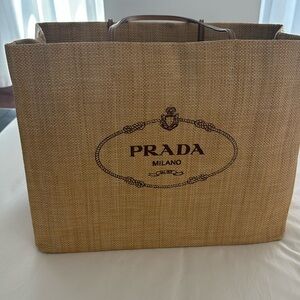 Prada raffia tote